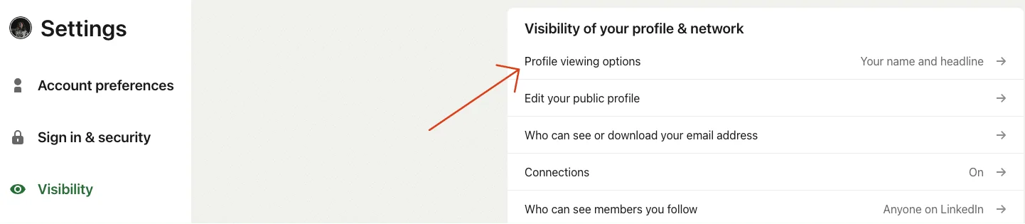 Paramètres visibilité profil LinkedIn
