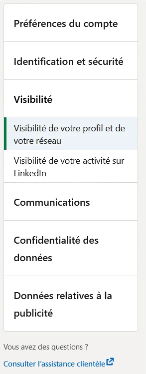 Activer le mode privé sur LinkedIn
