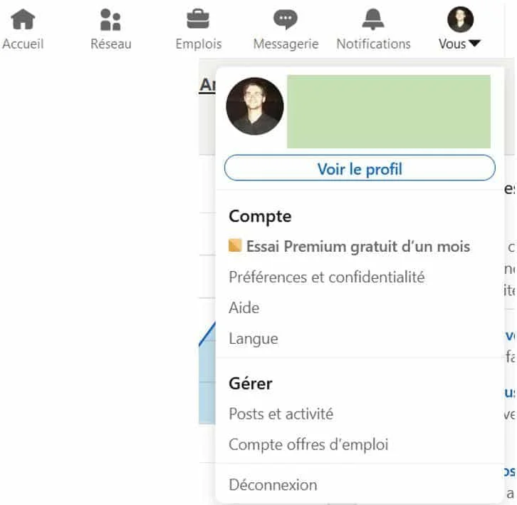 Consulter via le mode privé sur linkedin