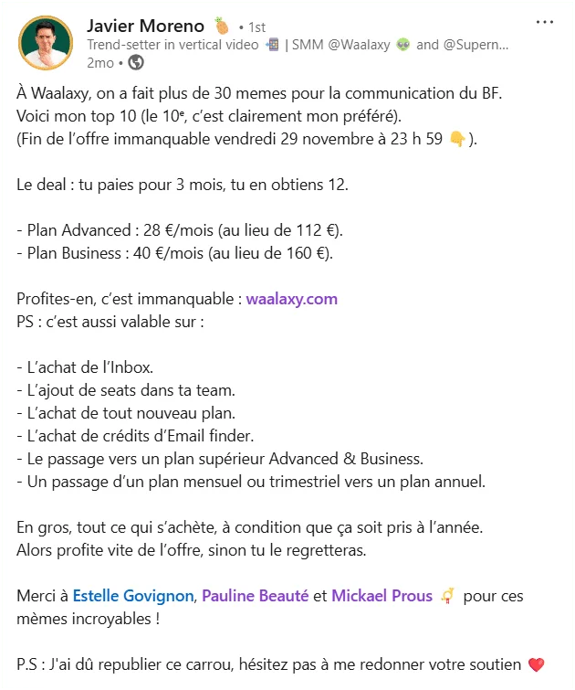 mise en forme post LinkedIn