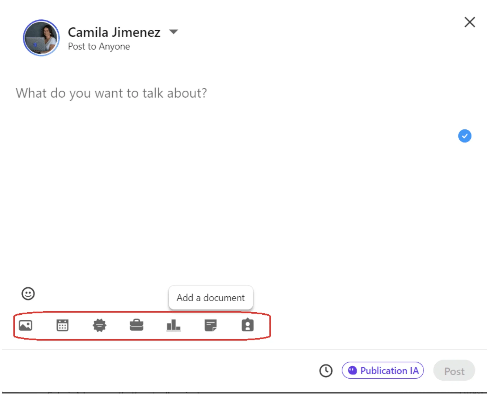 Add an image in LinkedIn post