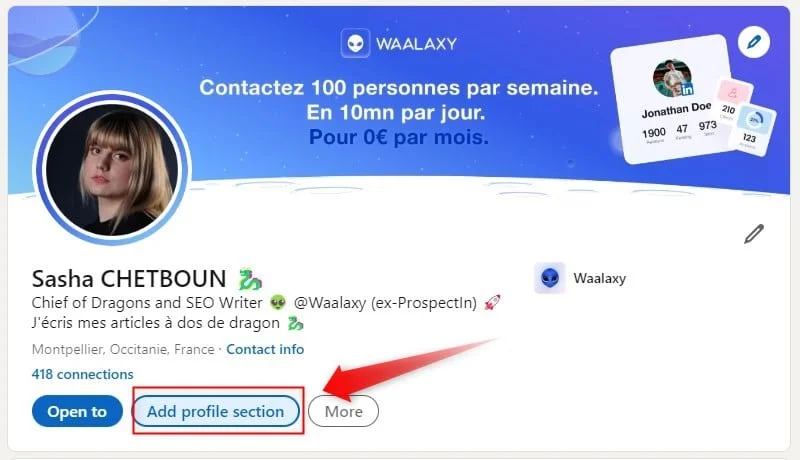 Profil Sasha Chetboun Waalaxy prospection