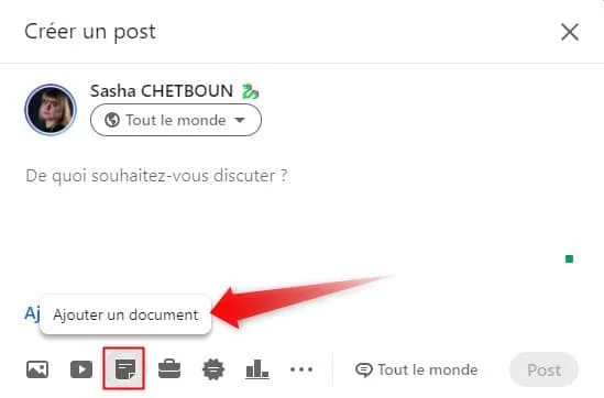 Interface d'ajout de document dans Google Docs.