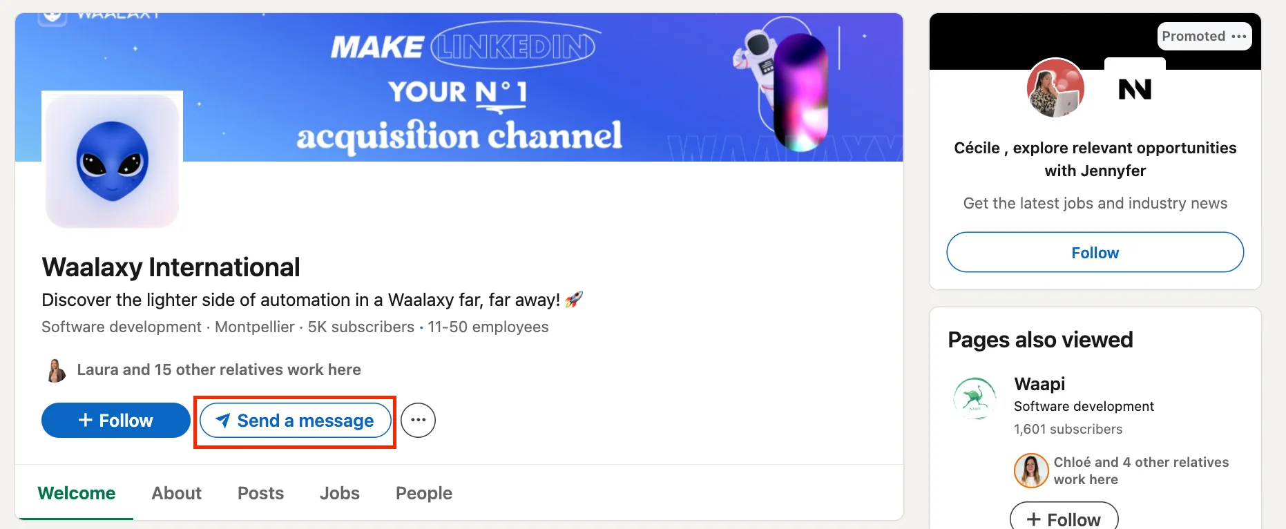 Send a message to a company on LinkedIn