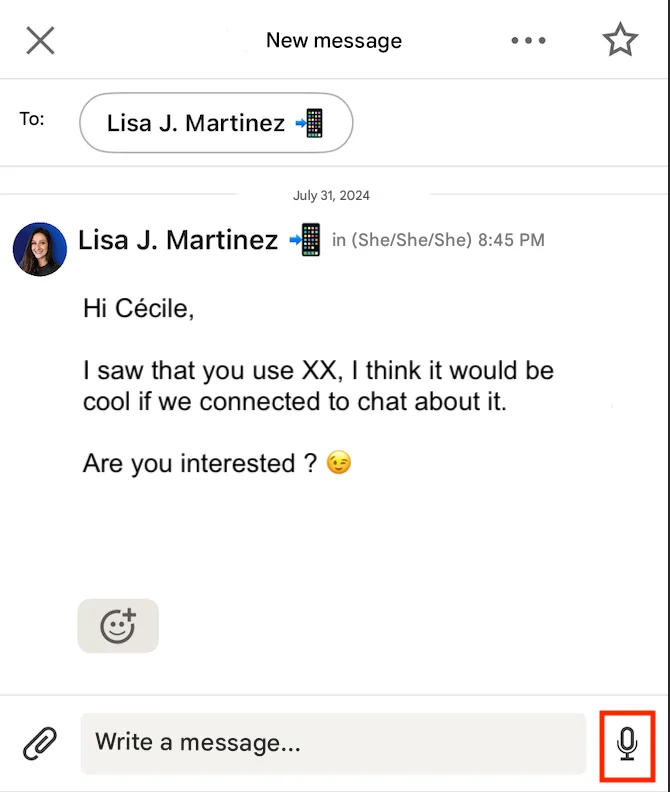 LinkedIn messaging send voice messages