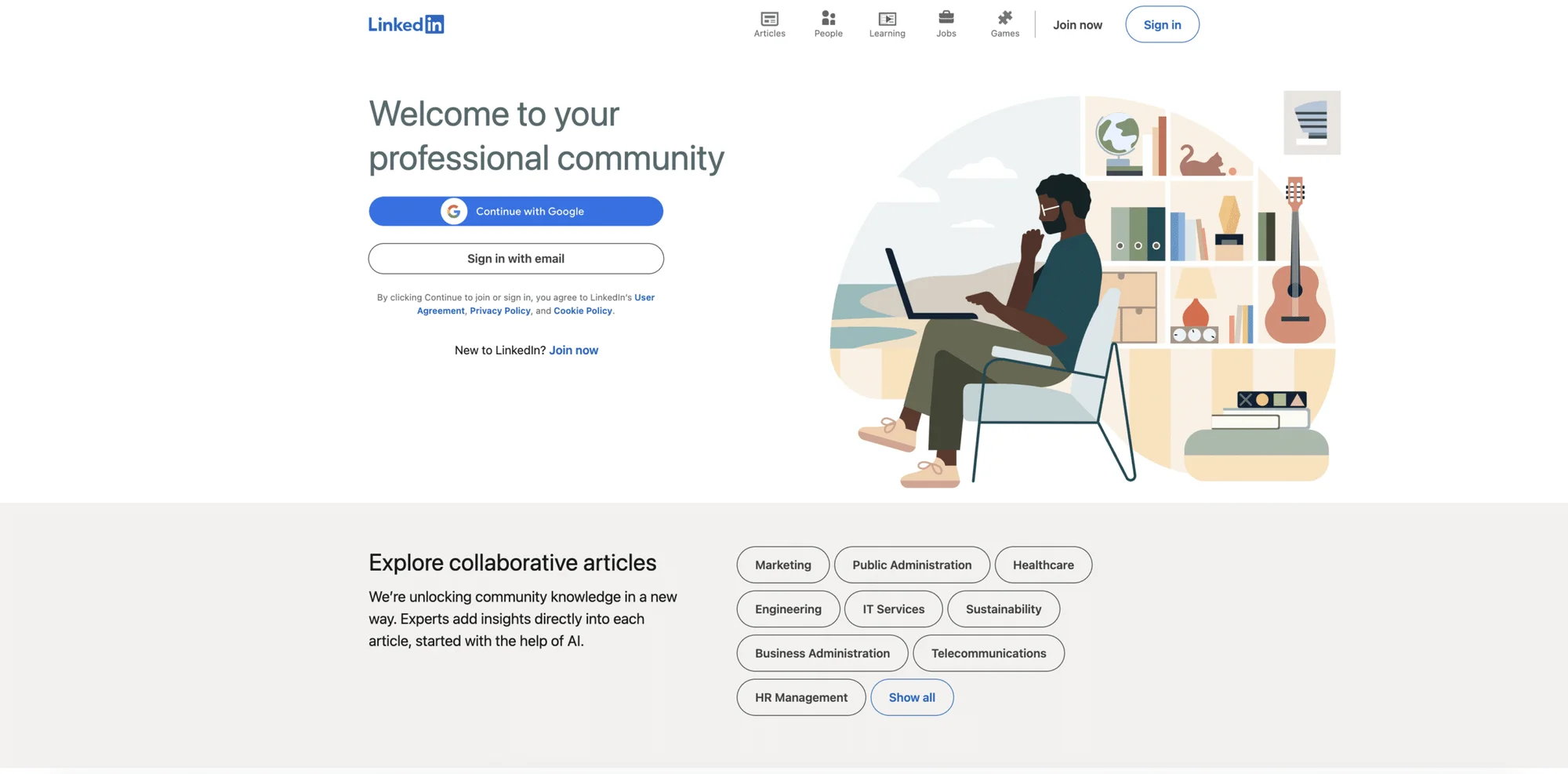 Modo de criação LinkedIn.