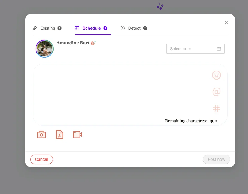 Interface publication post Waalaxy