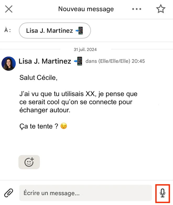 messagerie LinkedIn envoyer des messages vocaux