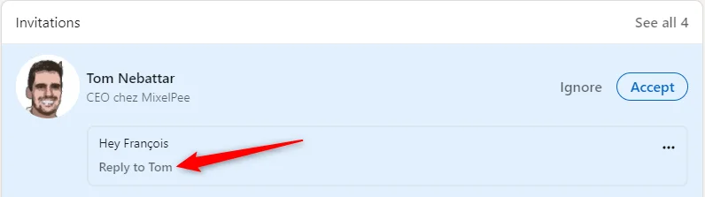 Interface d'invitation LinkedIn Waalaxy
