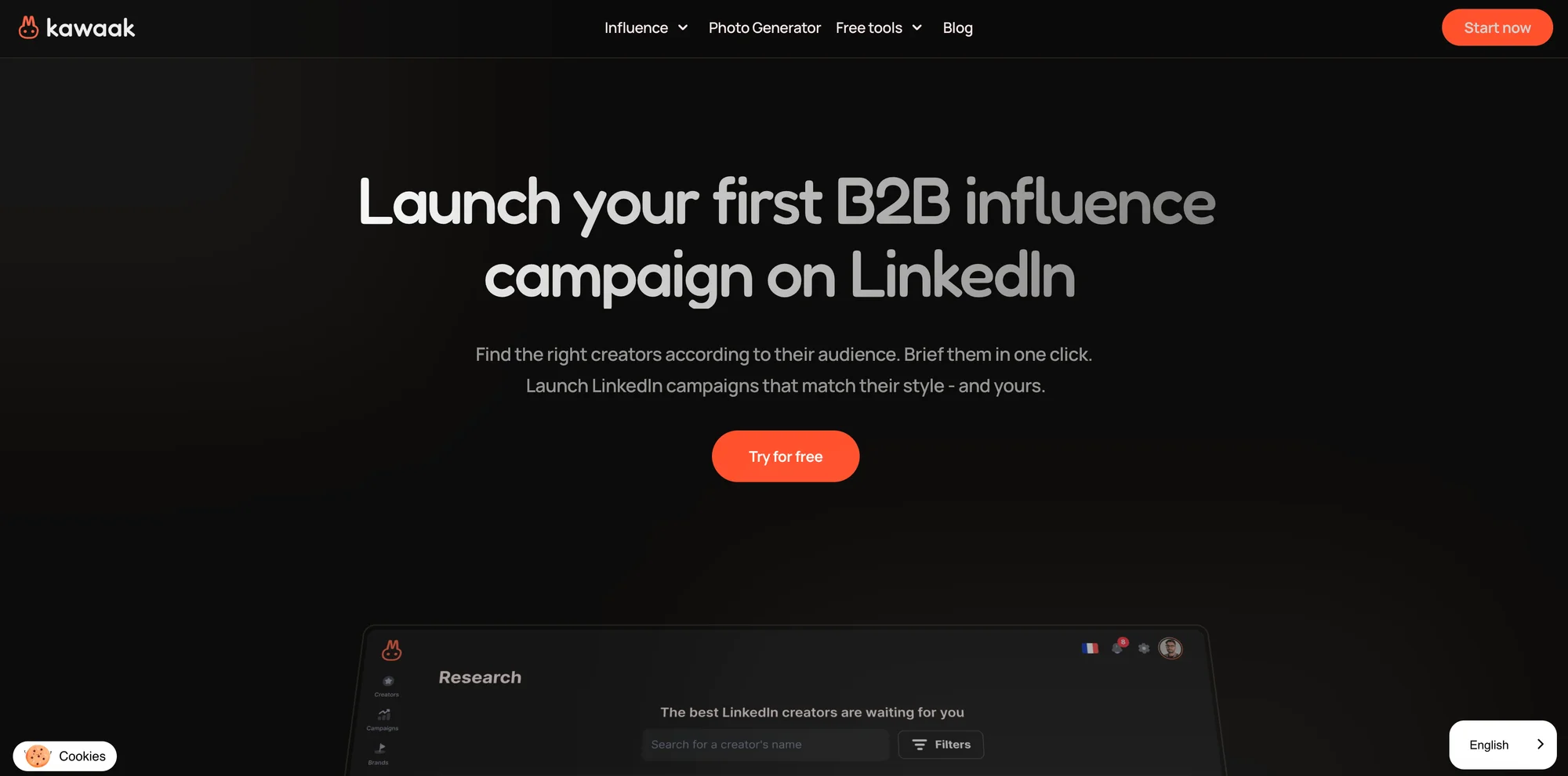 Kawaak influence to apply and launch B2B influencer marketing campaigns