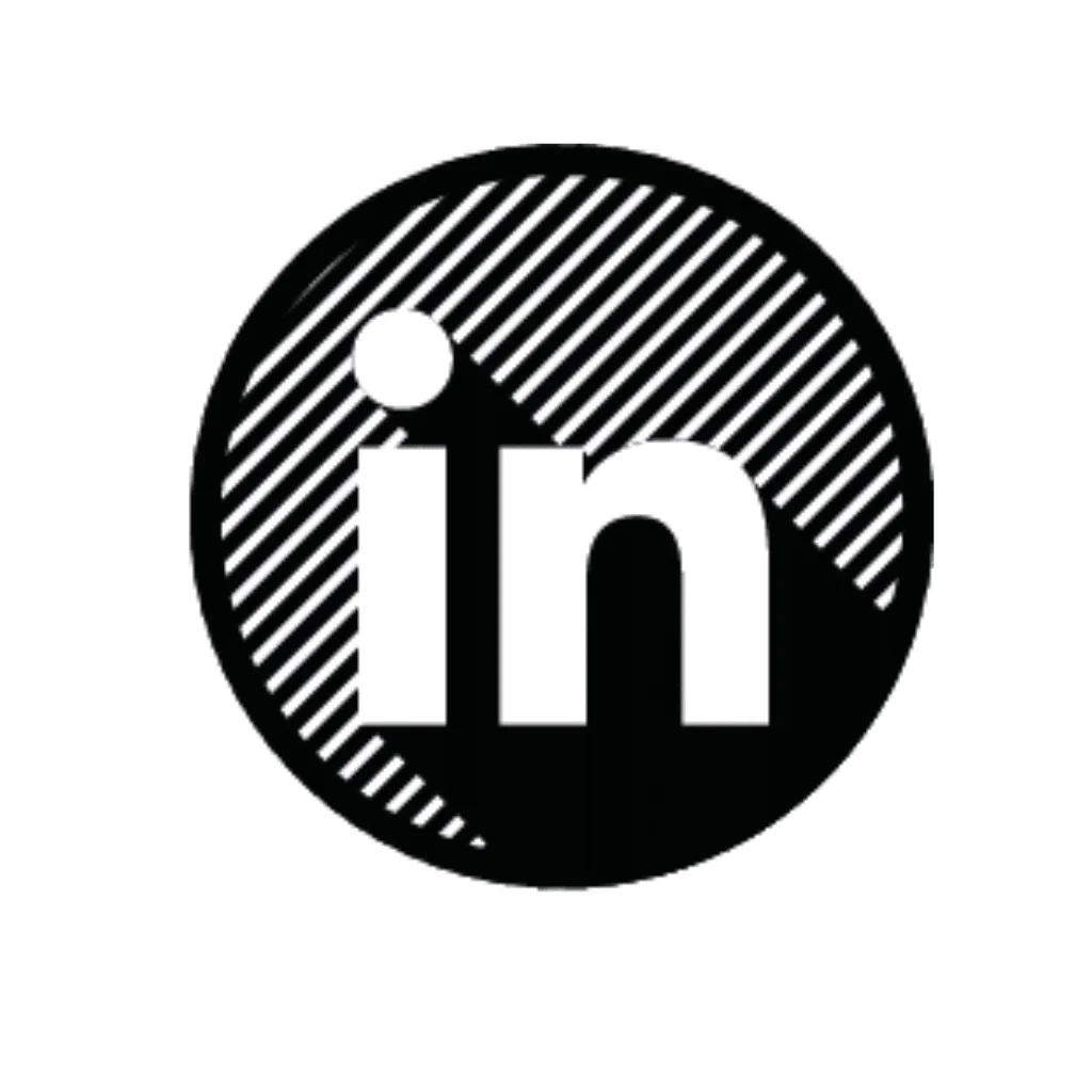 Logo LinkedIn png rond blanc et noir