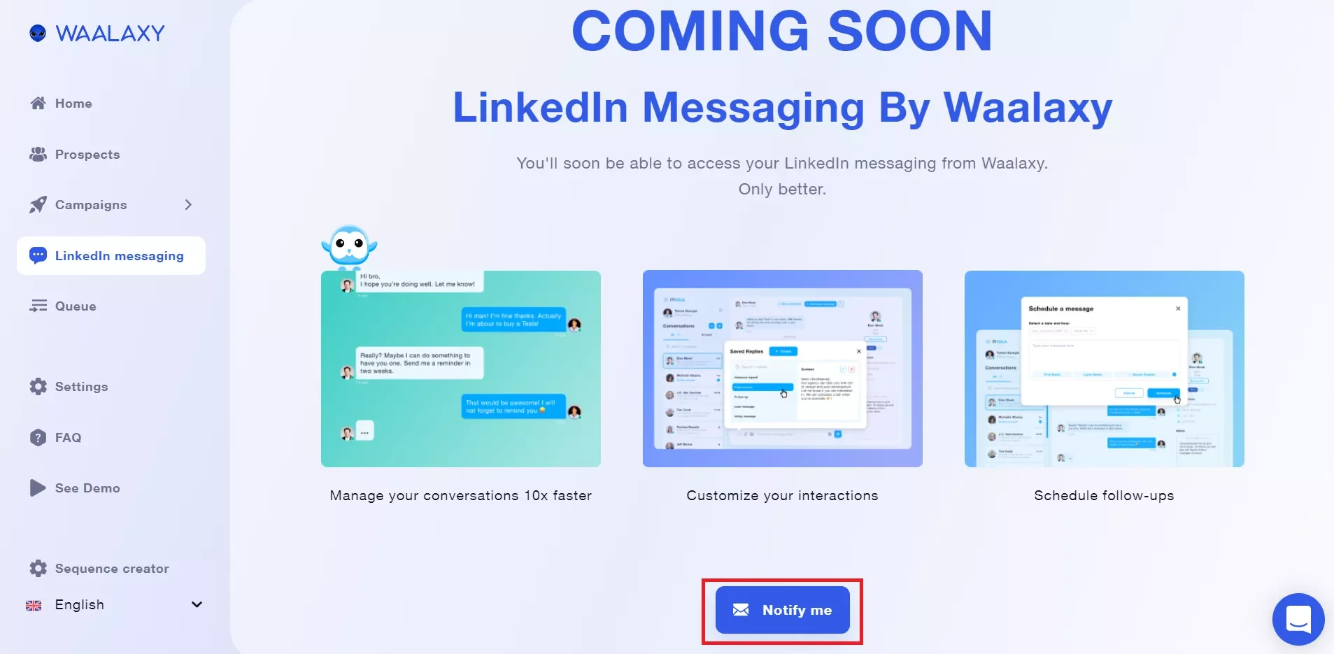 Waalaxy LinkedIn messaging coming soon