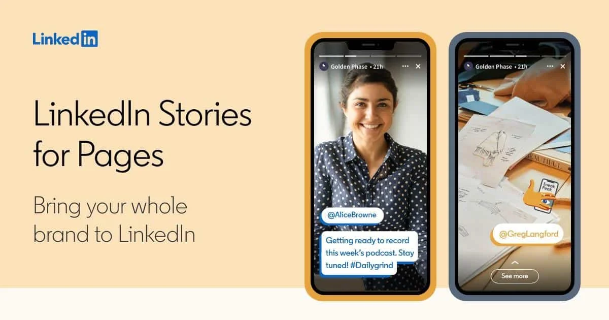 LinkedIn stories for pages feature