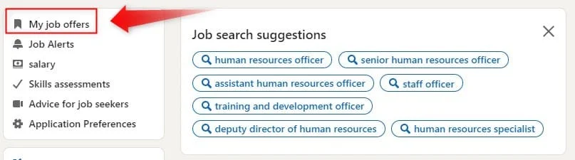view the applications: my job offers