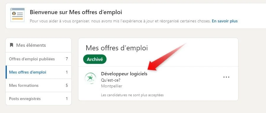 Page d'emploi archivée pour Développeur logiciels à Montpellier.