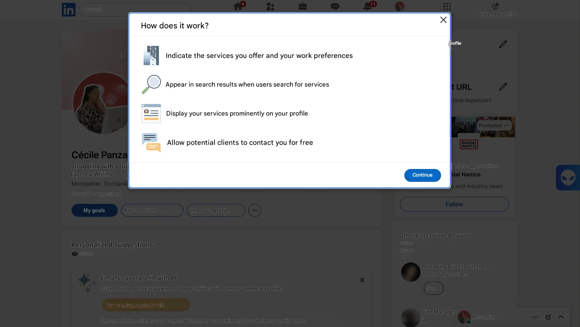 How do I create a LinkedIn Services Marketplace page?