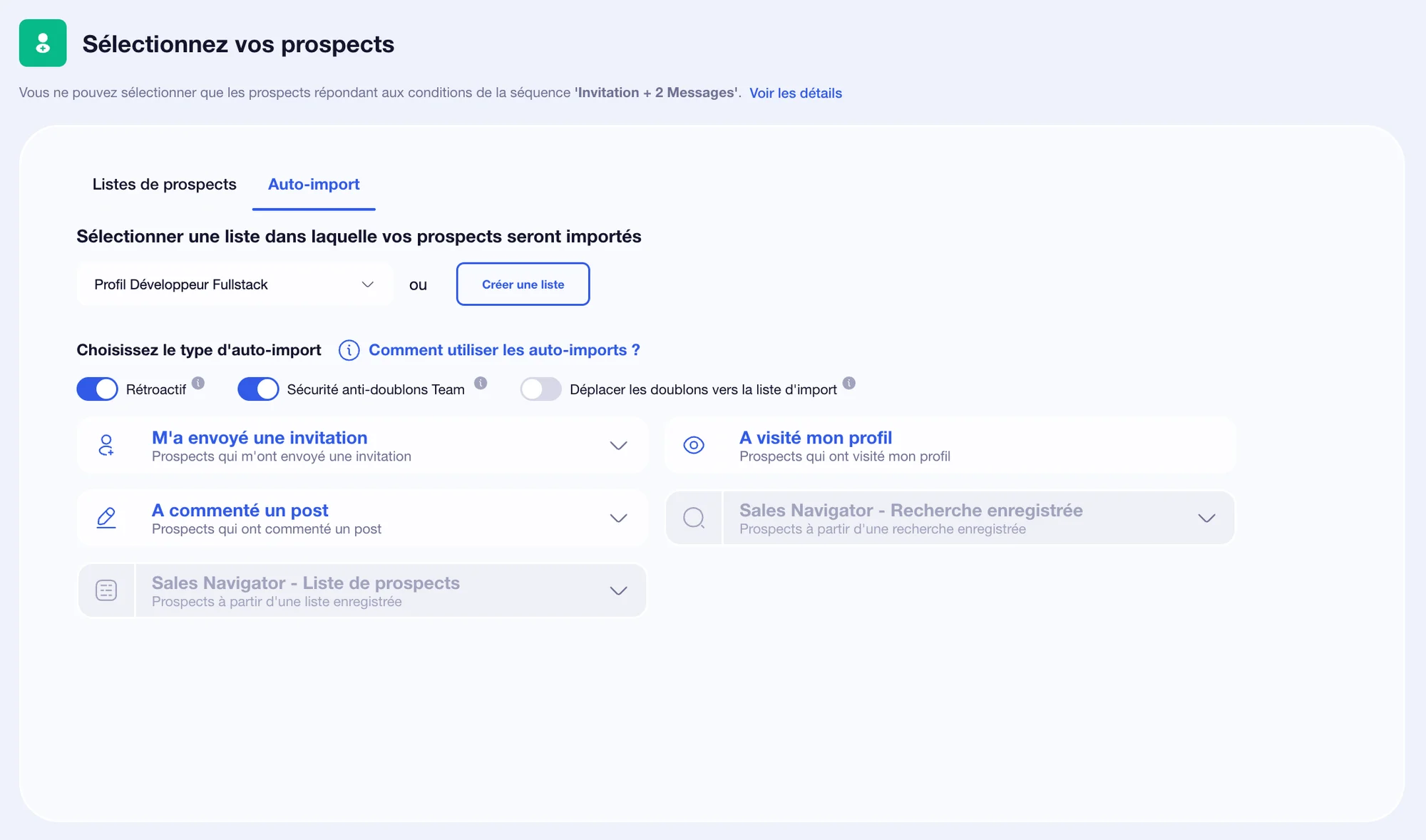 auto-import avec Waalaxy