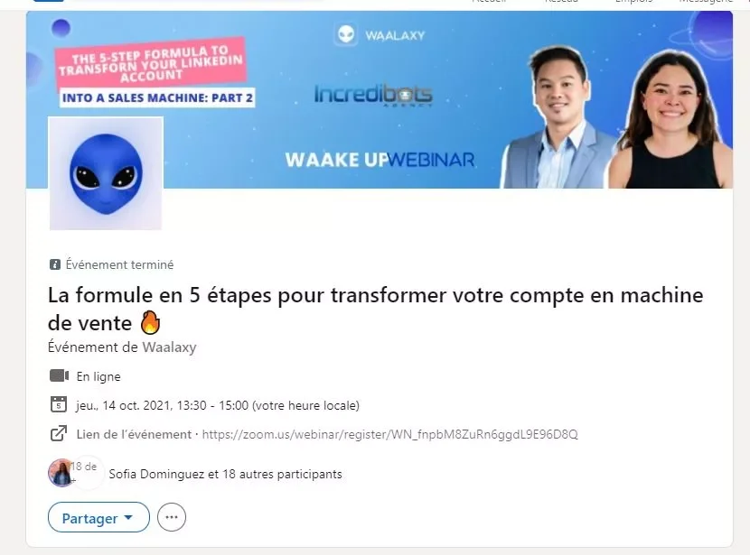 Waalaxy webinaire LinkedIn machine vente