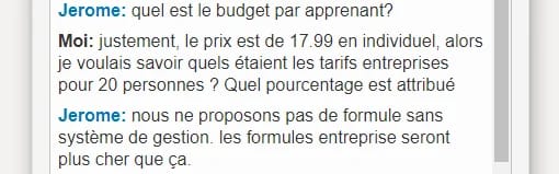 Conversation tarif entreprise Waalaxy
