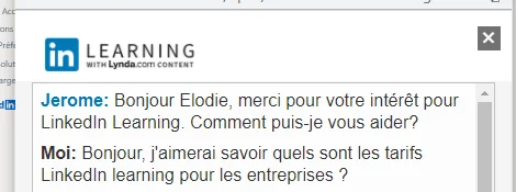 LinkedIn Learning conversation tarifs entreprises