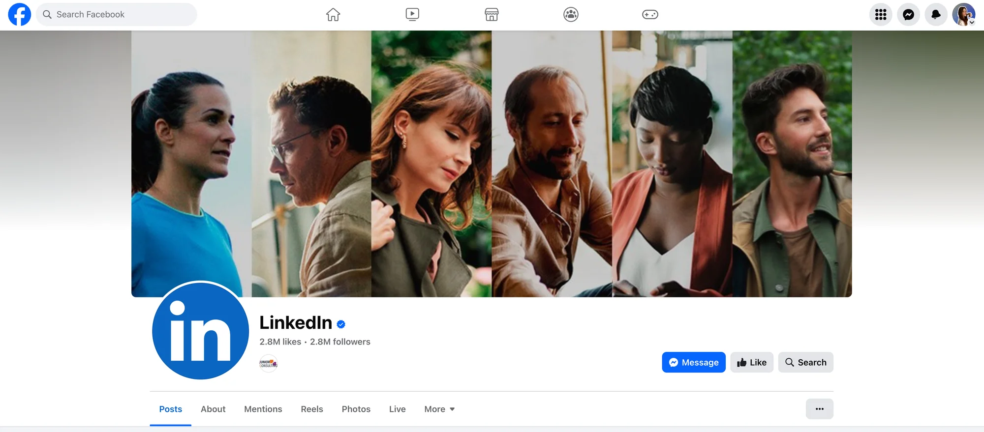 Contacter LinkedIn sur Facebook