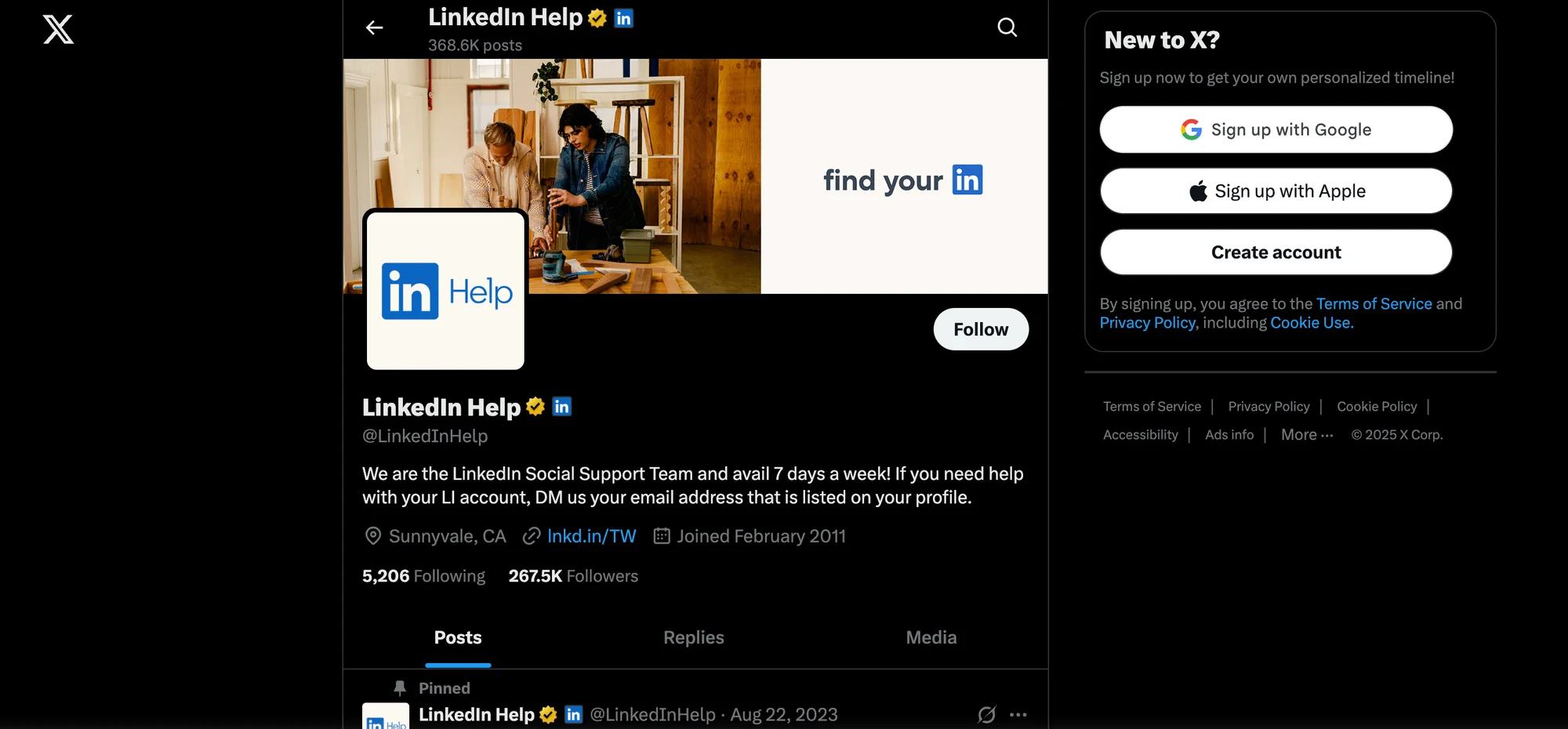 Contact LinkedIn on X (Twitter)