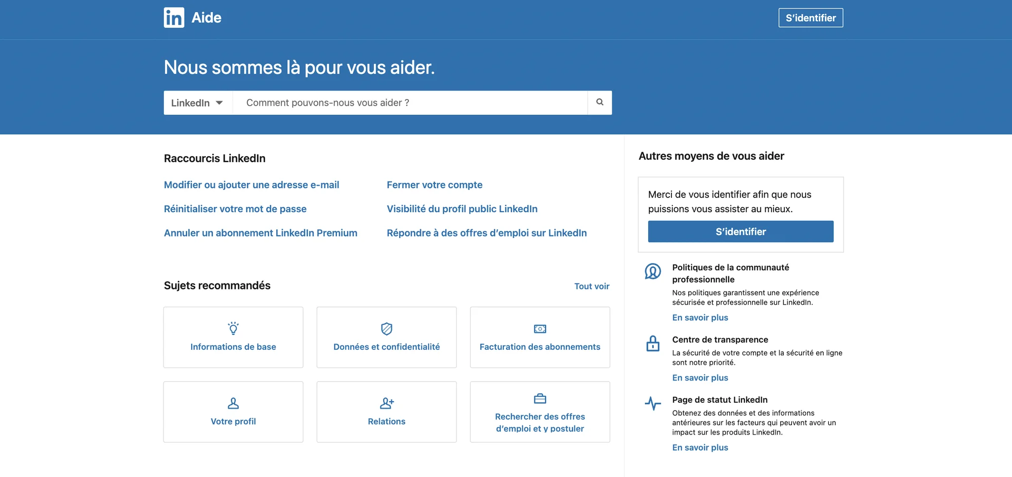 Comment contacter LinkedIn ? LinkedIn Help