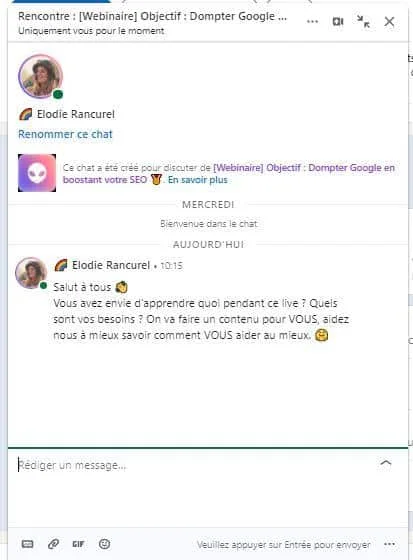 Chat webinaire objectif dompter Google