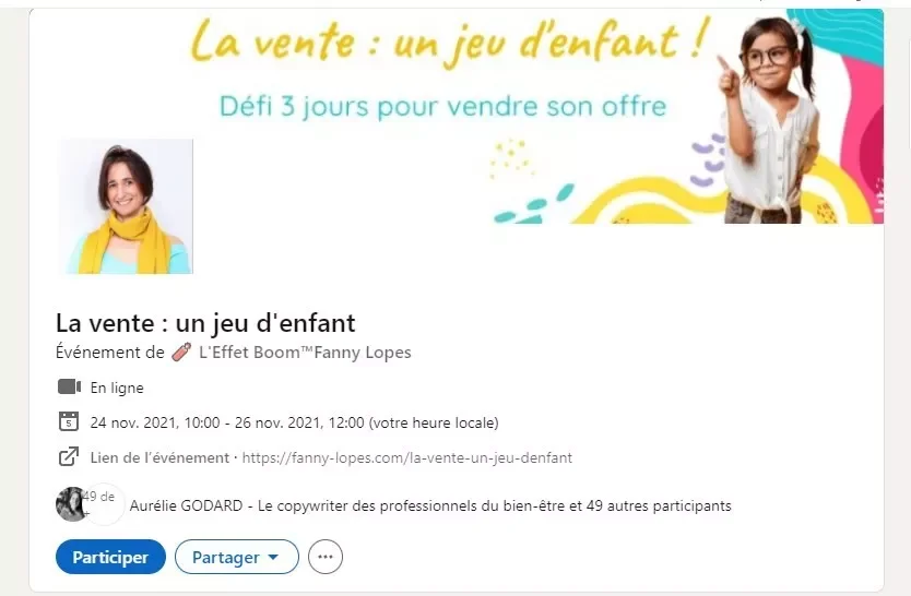 Événement vente jeu enfant Fanny Lopes