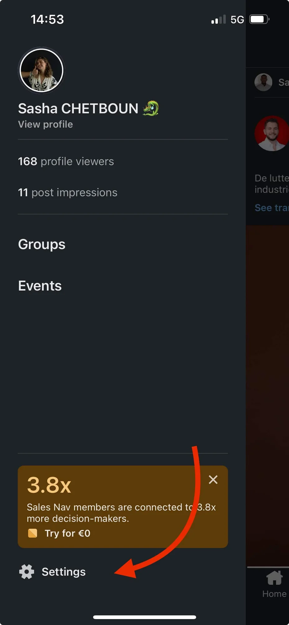 LinkedIn web dark mode