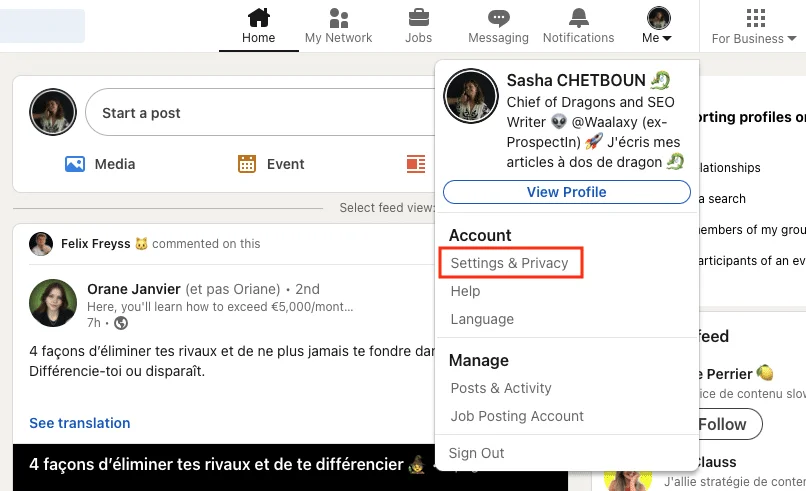 Settings & privacy LinkedIn