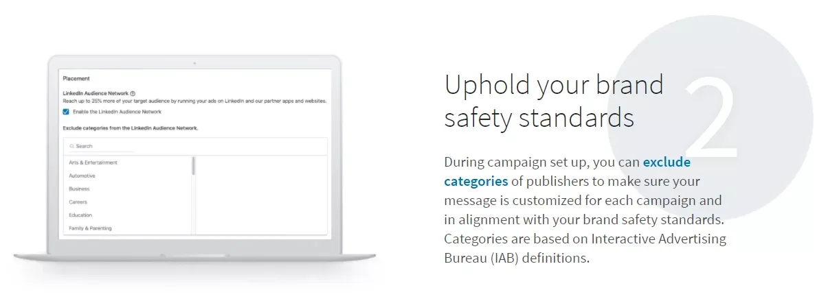 LinkedIn Audience Network exclusion categories