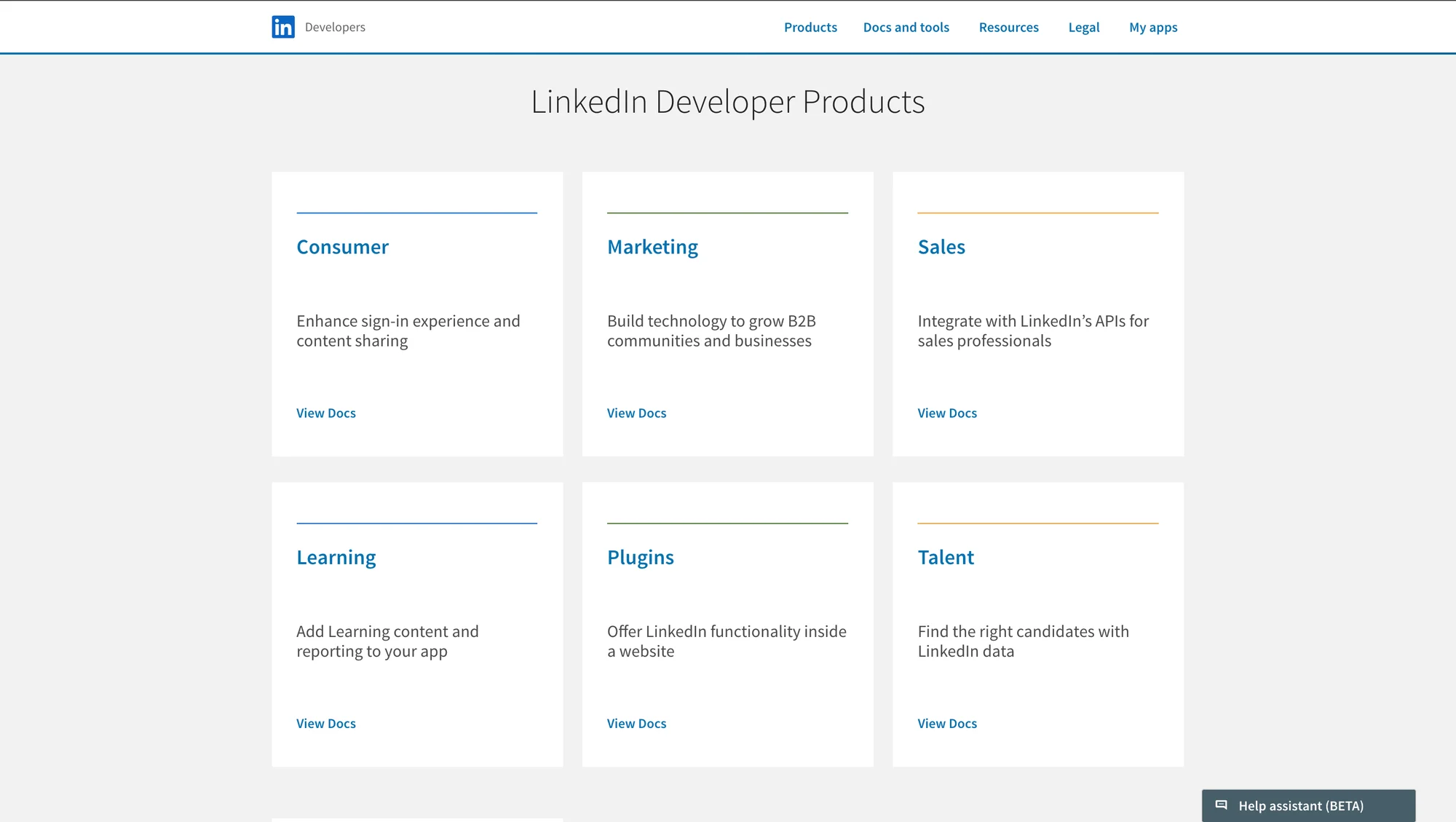 LinkedIn API products