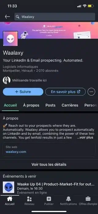 Profil Waalaxy prospection LinkedIn automatisée