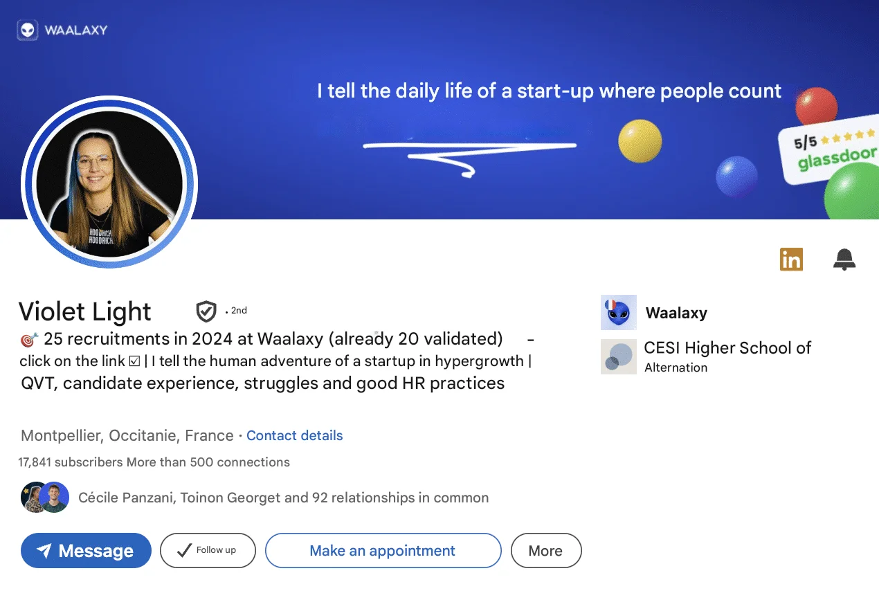 Exemplo de título do LinkedIn 3: para recrutadores.