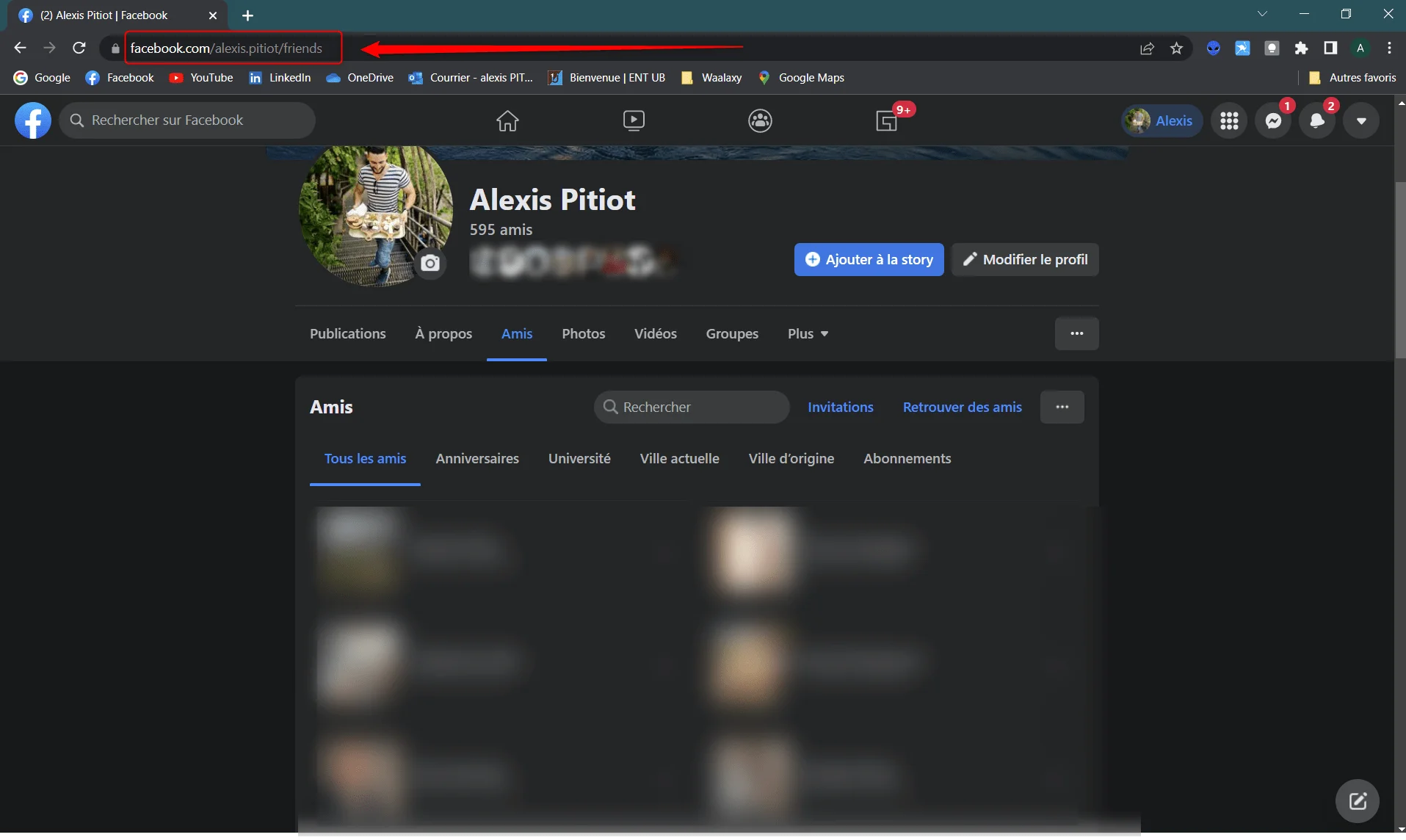 Profil Facebook amis Alexis Pitiot