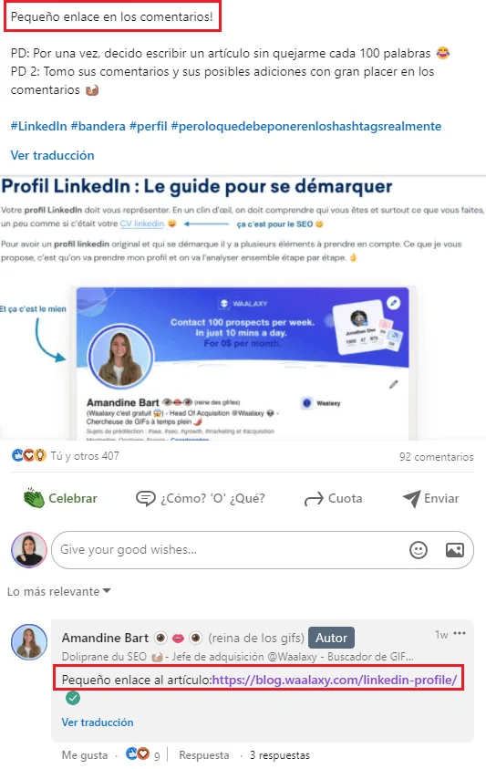 Profil LinkedIn Waalaxy exemple