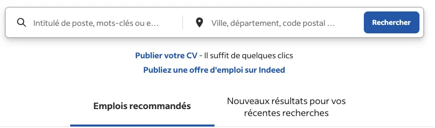 indeed vs LinkedIn - interfaz de indeed
