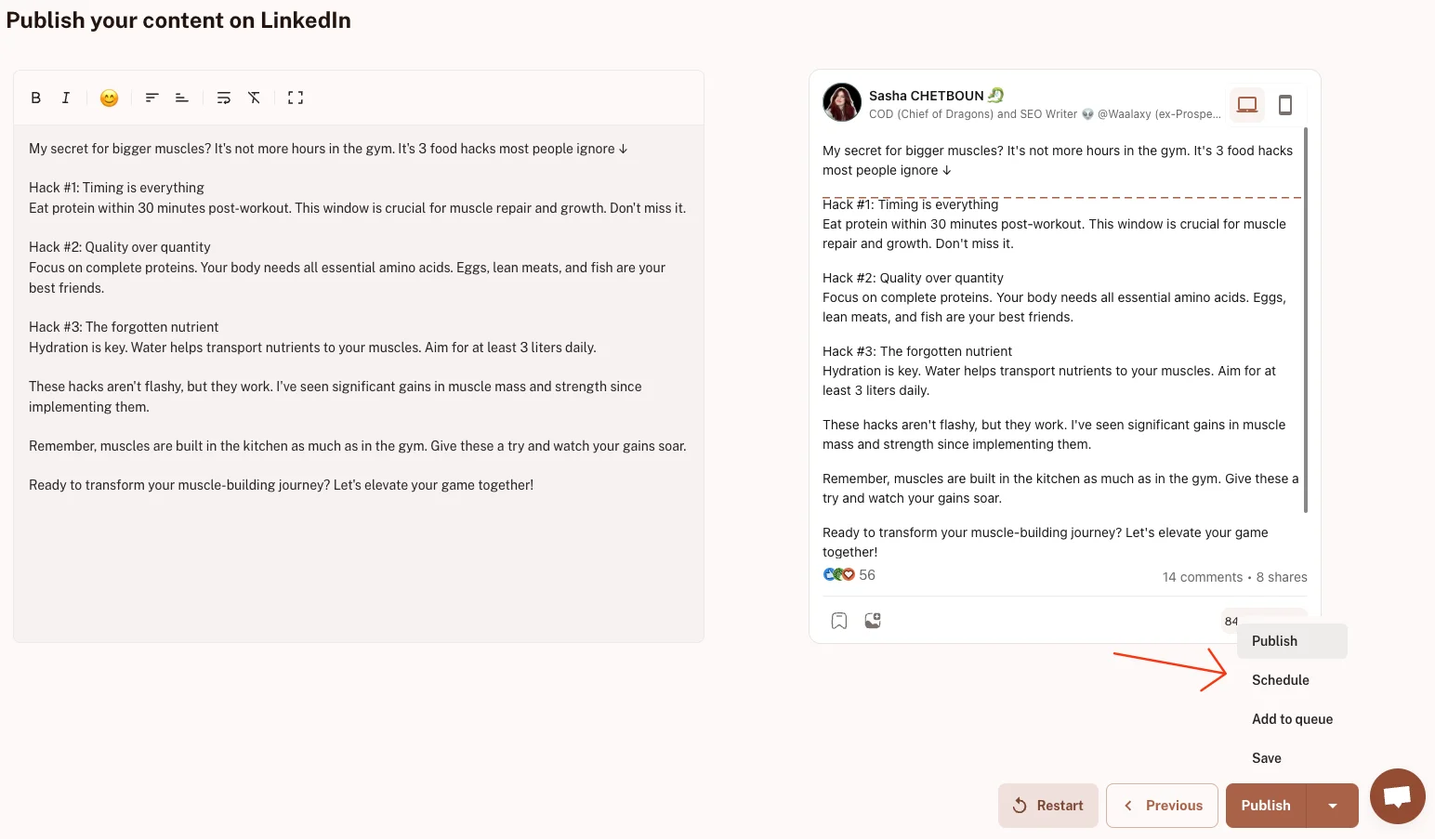LinkedIn post generator - kawaak