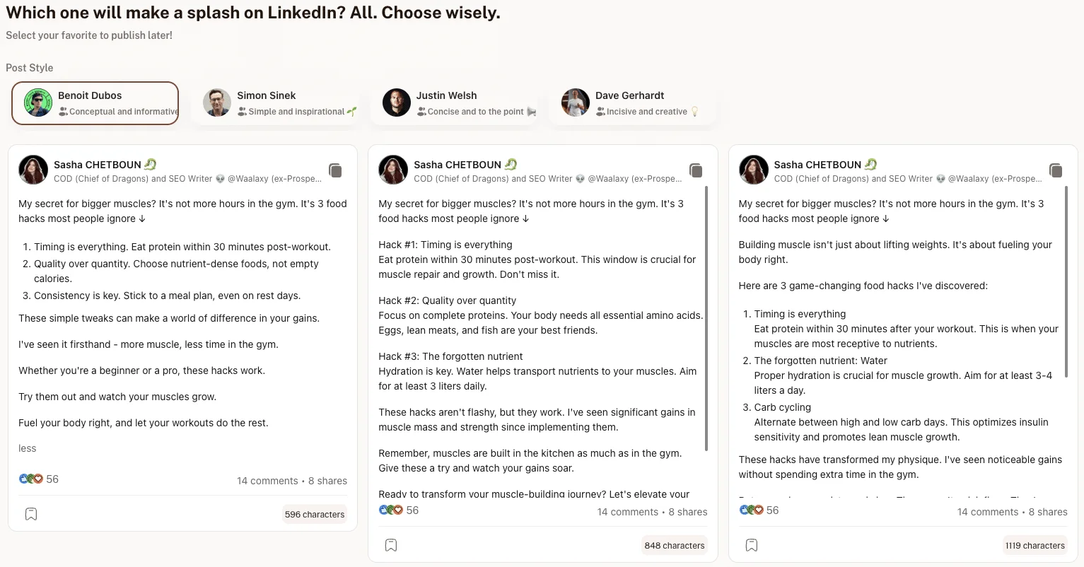 LinkedIn post generator - kawaak