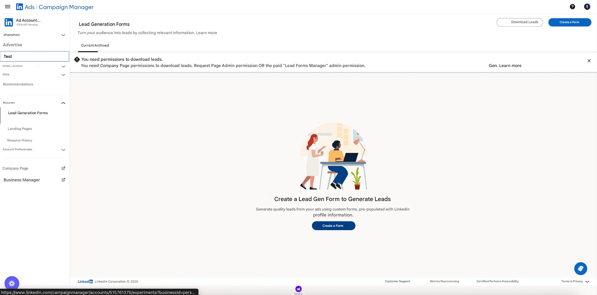 Create a LinkedIn lead generation form.