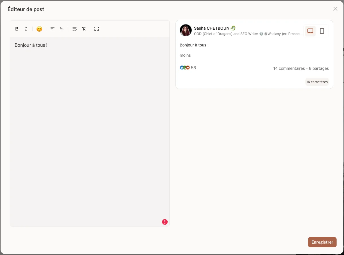 générateur de contenu LinkedIn - kawaak