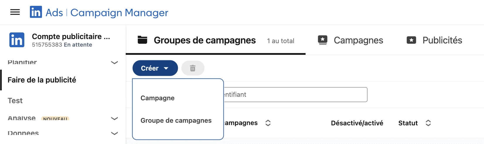 Créer une campagne publicitaire Lead Gen Forms.