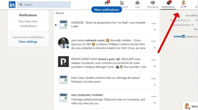 Notifications feed posts LinkedIn