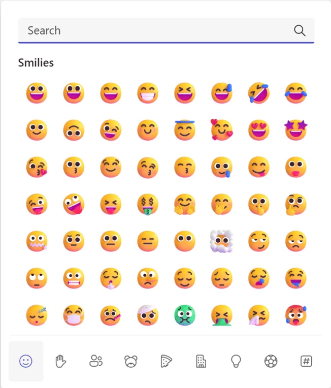 Menu for choosing LinkedIn emojis.
