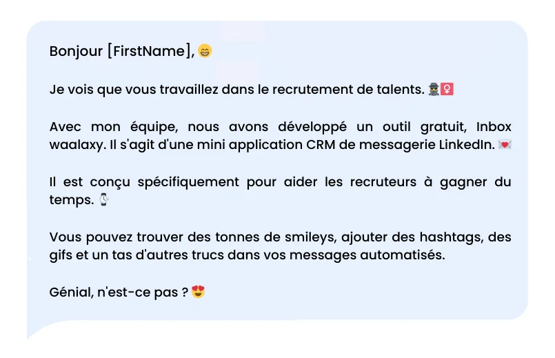 Message privé avec Emoji LinkedIn