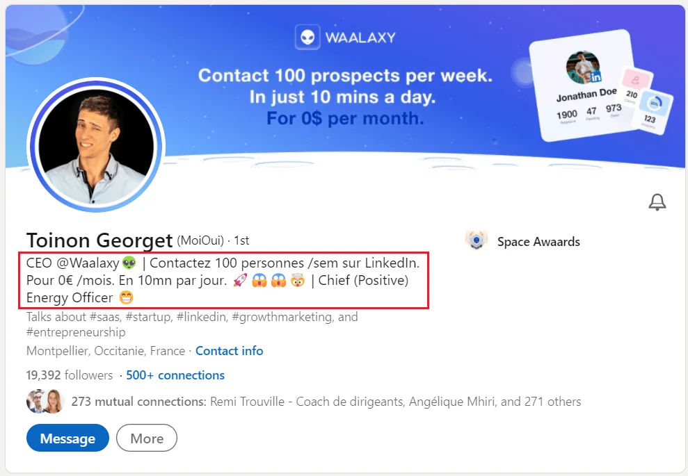 LinkedIn Job title example