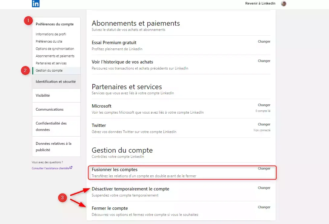 linkedin supprimer compte