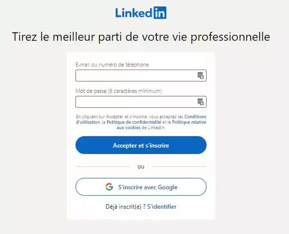 Créer un nouveau compte LinkedIn