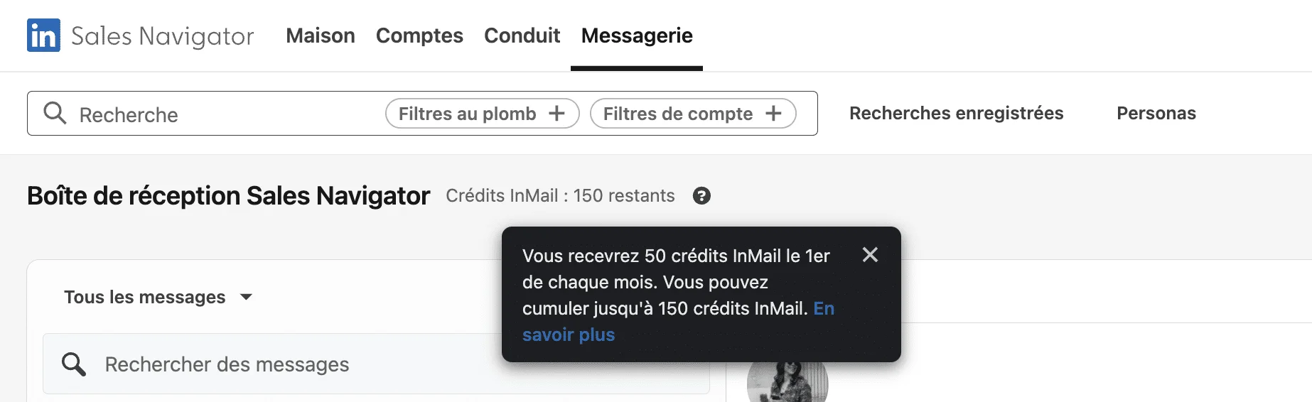 How do LinkedIn Sales Navigator InMail credits work?